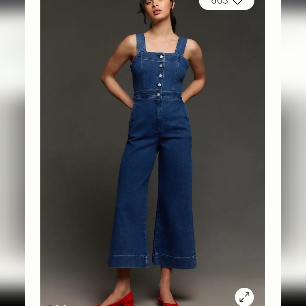 The Portside Button-Front Jumpsuit by Maeve: Denim Edition